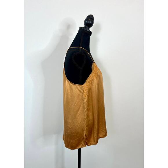 Cami NYC Racer Charmeuse Cami Tank Top in Butterscotch Medium Pullover Lace Trim - Picture 4 of 6